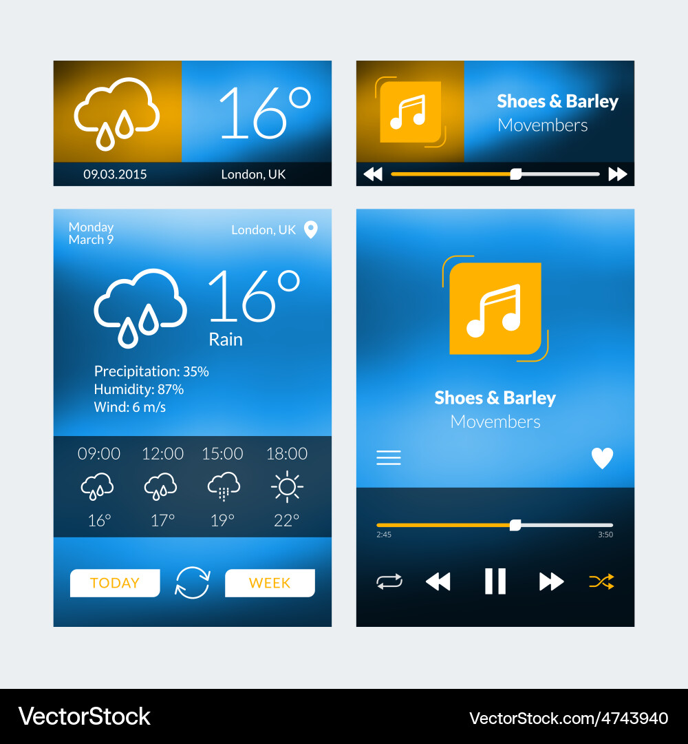 Set of flat design ui elements for website Vector Image