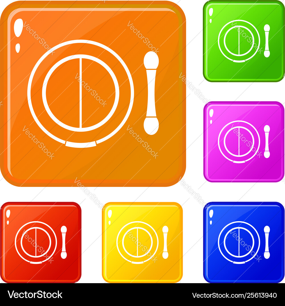 Shadow kit with applicator icons set color Shadow kit with applicator icons set color Vector Image