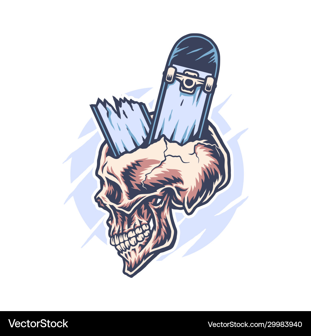 Skull Through Skateboard Vector Image