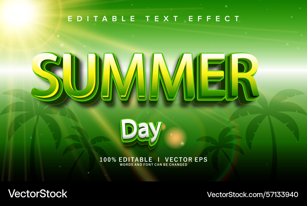 Summer day text effect with modern style design Summer day text effect with modern style design vector image