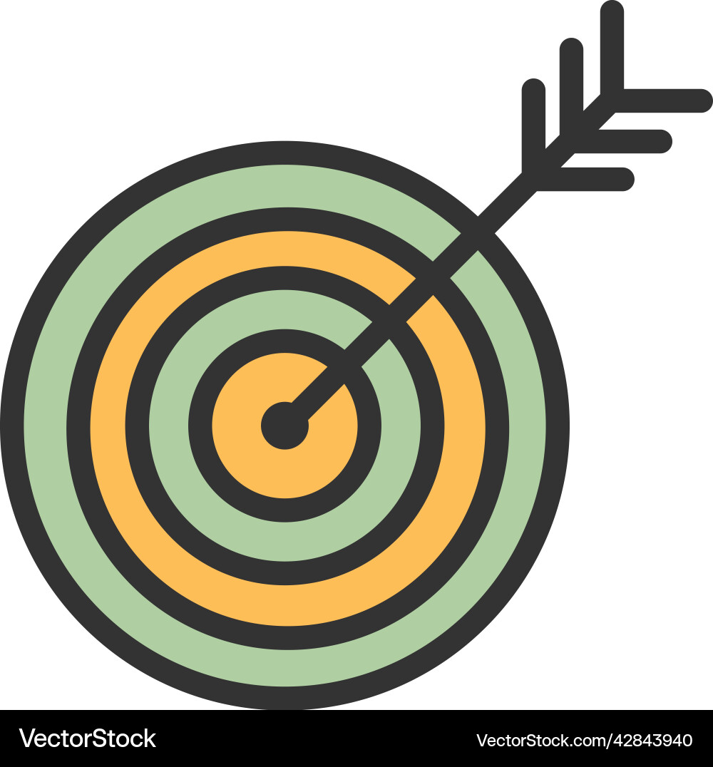 Target icon with arrow in dartboard center vector image