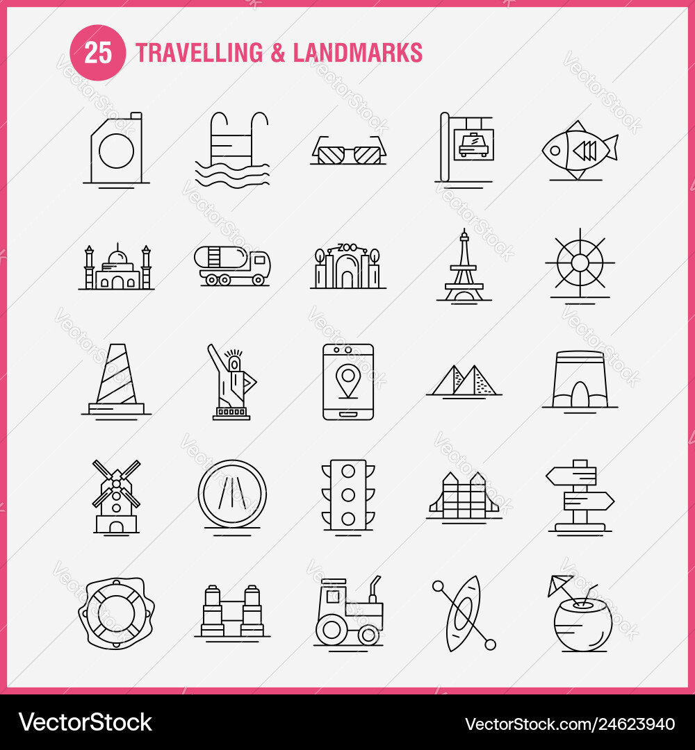 Travelling and landmarks line icon for web print Travelling and landmarks line icon for web print vector image