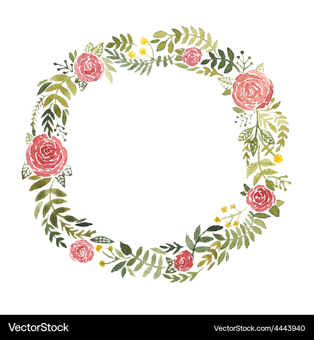 Watercolor Rose Wreath vector image