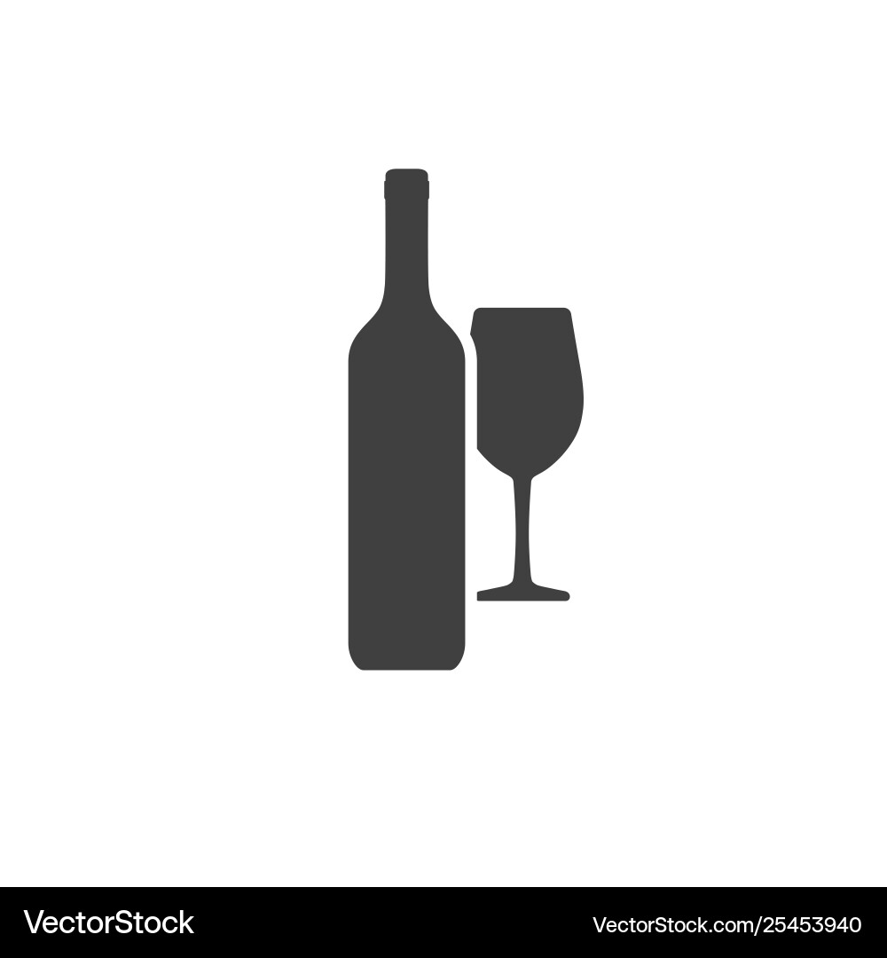Wine bottle and wineglass gray color isolated Wine bottle and wineglass gray color isolated vector image
