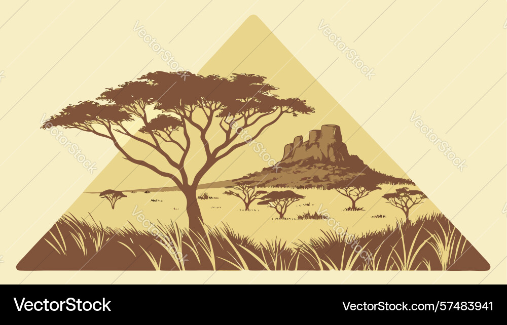Abstract triangle frame with savanna tree vector image