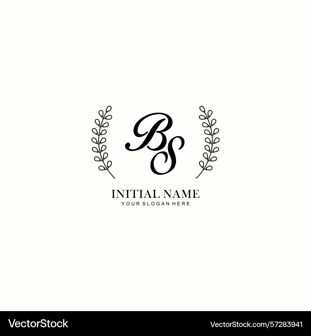 Bs initial logo templates with botanical elements Vector Image