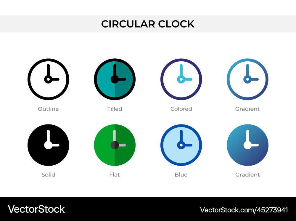 Circular clock icon in different style Circular clock icon in different style vector image