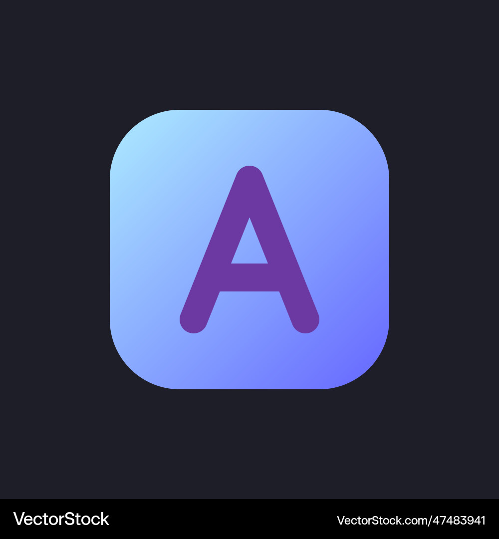Font style flat gradient fill ui icon for dark Font style flat gradient fill ui icon for dark vector image