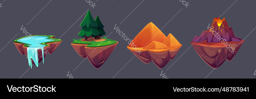 Game floating islands for gui jump and level vector image