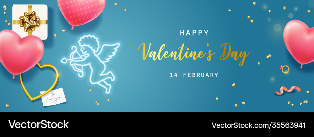 Happy valentines day banner flyer poster Happy valentines day banner flyer poster vector image