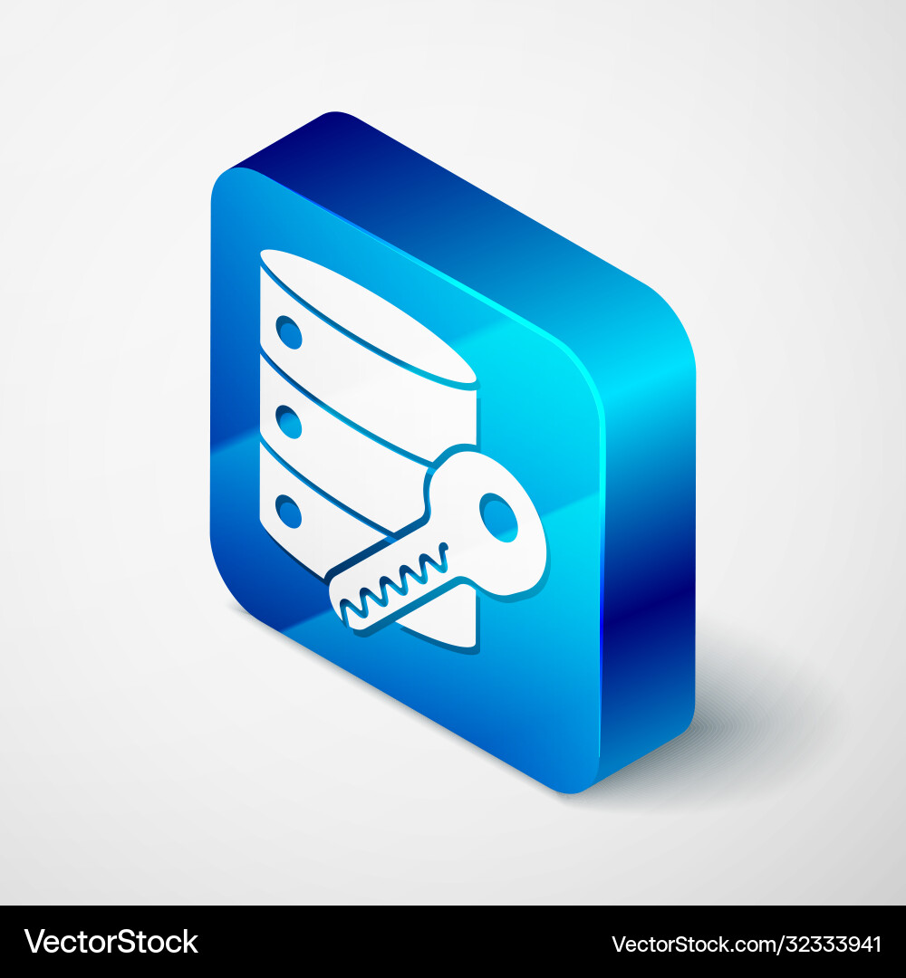Isometric server security with key icon isolated Isometric server security with key icon isolated Vector Image