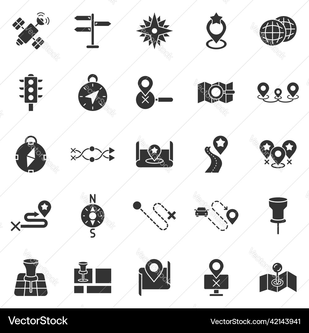 Navigation icon set in flat style gps direction Navigation icon set in flat style gps direction Vector Image