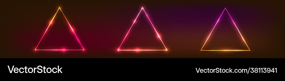 Neon triangular frame with shining effects Neon triangular frame with shining effects vector image