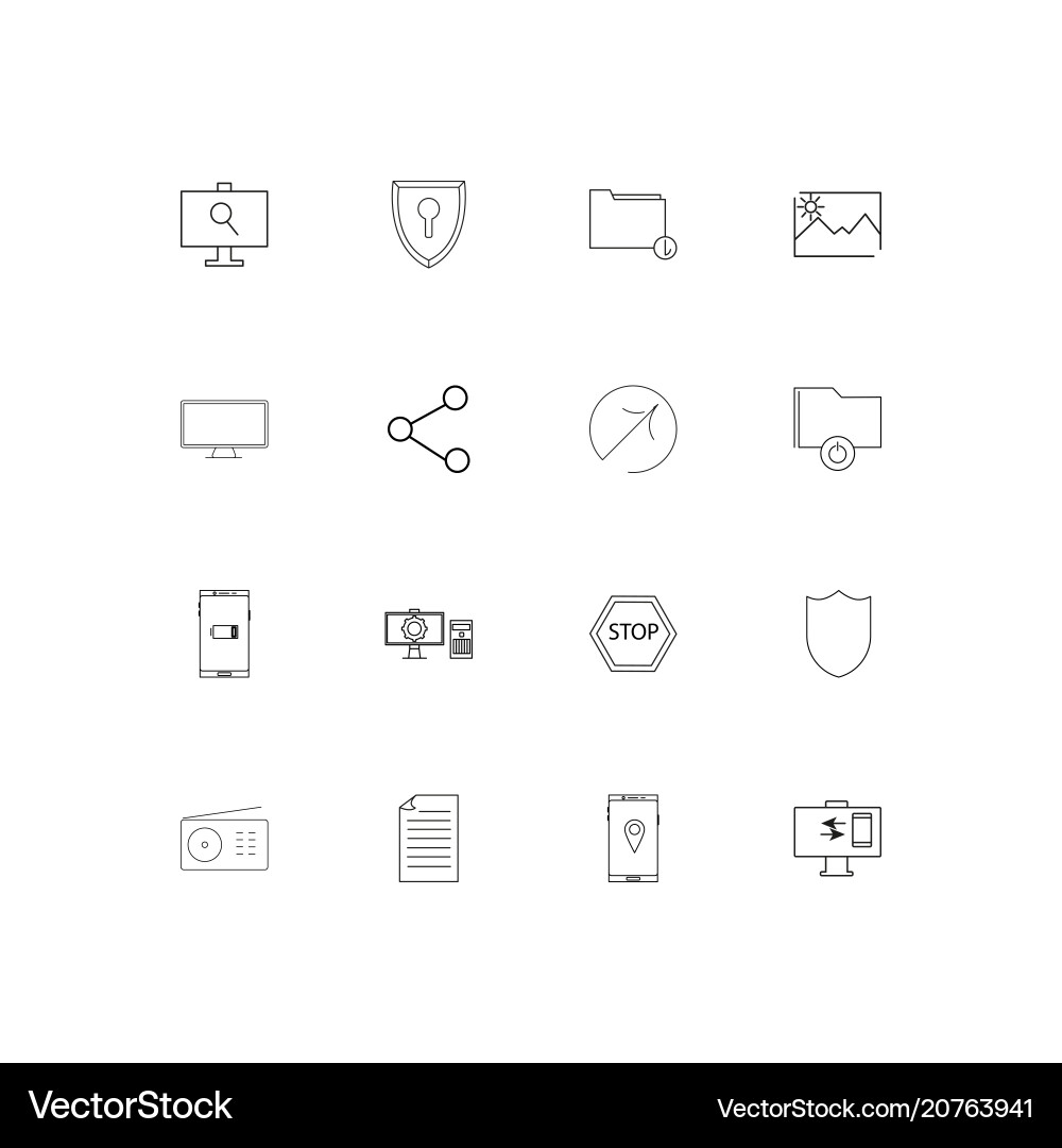 Network and database linear thin icons set Vector Image