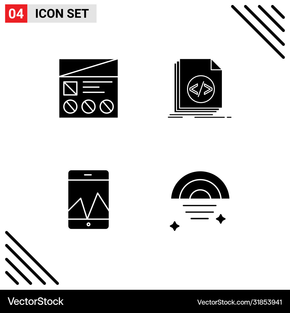 Pack 4 creative solid glyphs fi script ui Vector Image