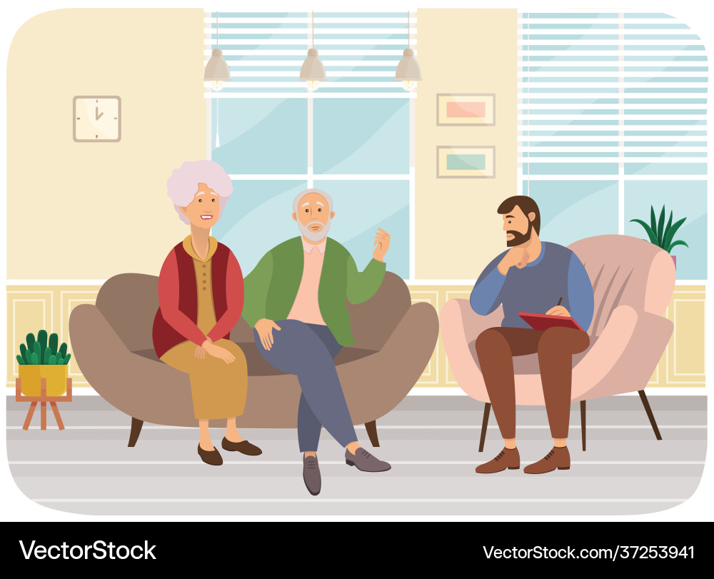 Psychiatrist consultation worried elderly Psychiatrist consultation worried elderly vector image
