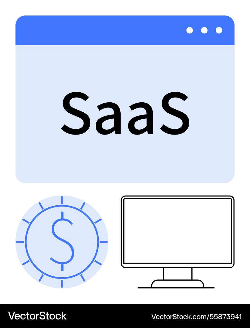 Saas concept with web window dollar coin Saas concept with web window dollar coin Vector Image