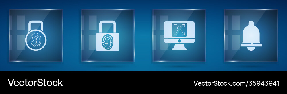 Set fingerprint with lock face recognition Set fingerprint with lock face recognition vector image