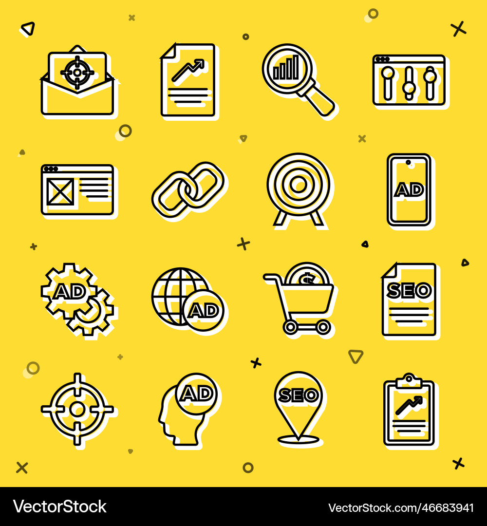 Set line clipboard with graph chart seo Set line clipboard with graph chart seo vector image