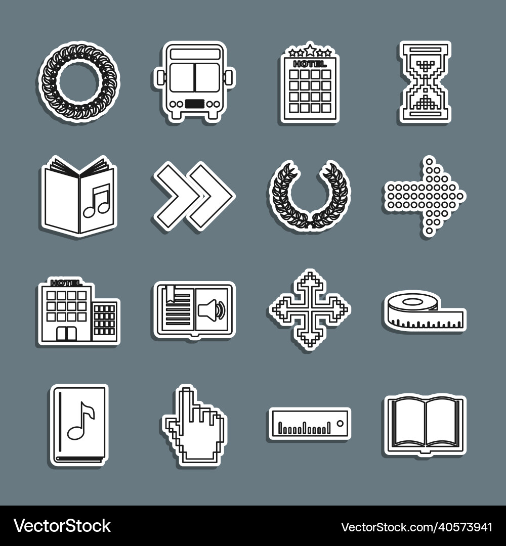 Set line open book tape measure dots arrow Set line open book tape measure dots arrow vector image