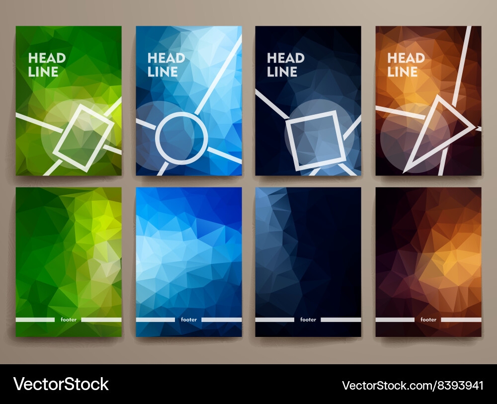 Set of abstract brochures in poligonal style vector image