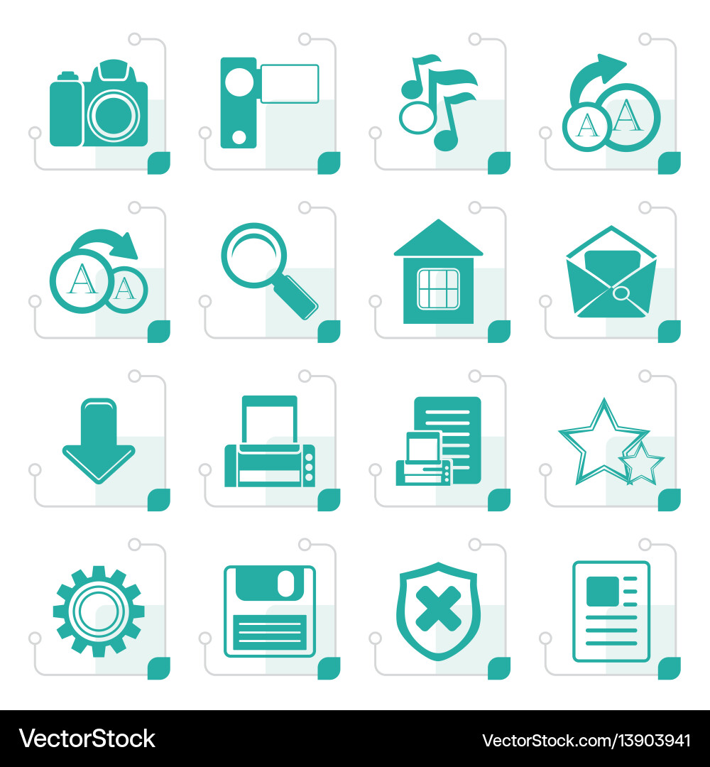 Stylized simple internet and website icons Stylized simple internet and website icons vector image
