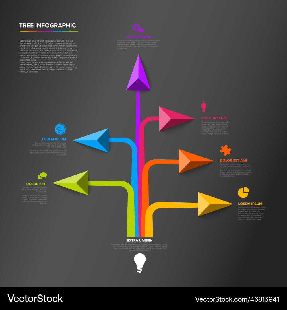Tree dark infographics template with various Vector Image