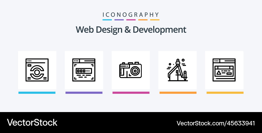 Web design and development line 5 icon pack Vector Image