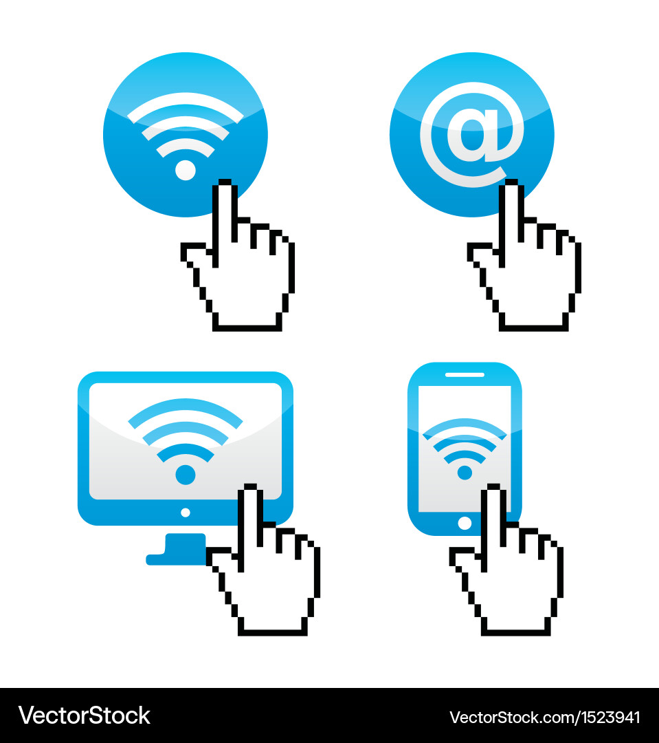 Wifi Icon with Hand Cursor vector image