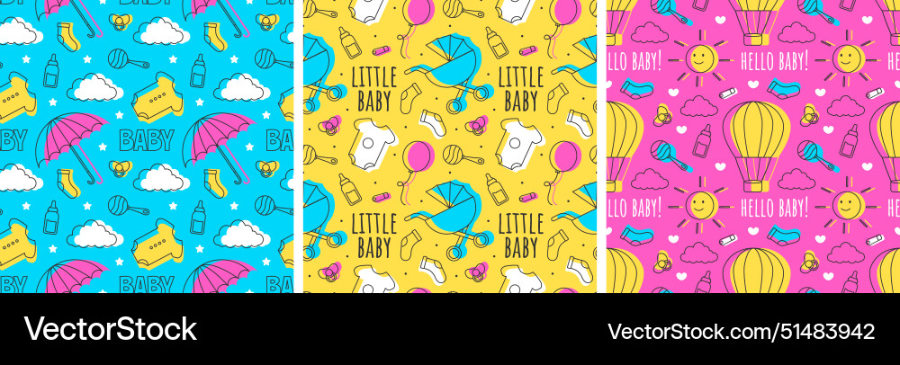 Baby seamless pattern design a set of simple Baby seamless pattern design a set of simple vector image