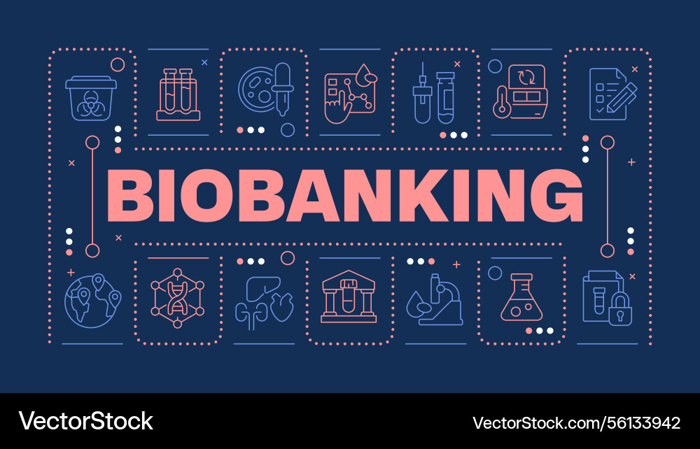 Biobanking dark blue word concept Biobanking dark blue word concept vector image