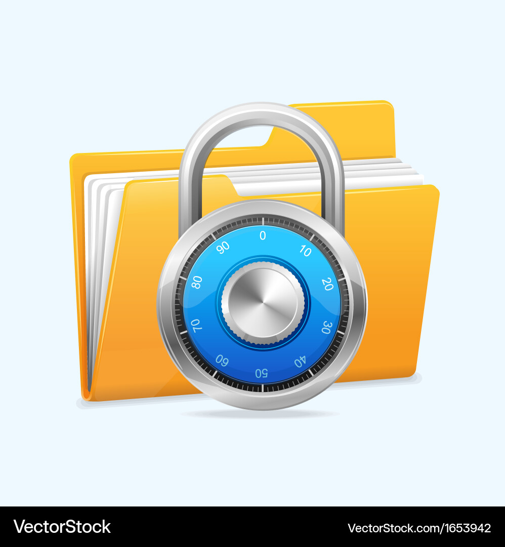 Combination Lock with Folder Vector Image