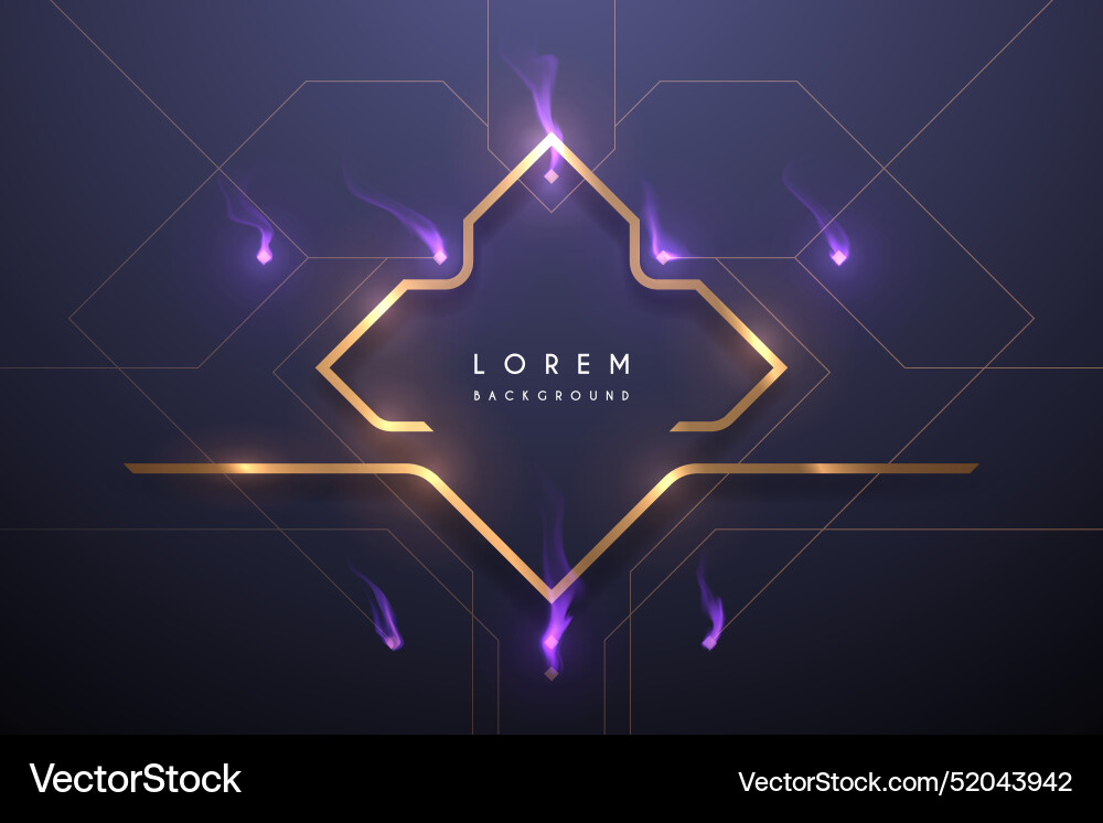 Golden frame with lines and flame effects Golden frame with lines and flame effects vector image