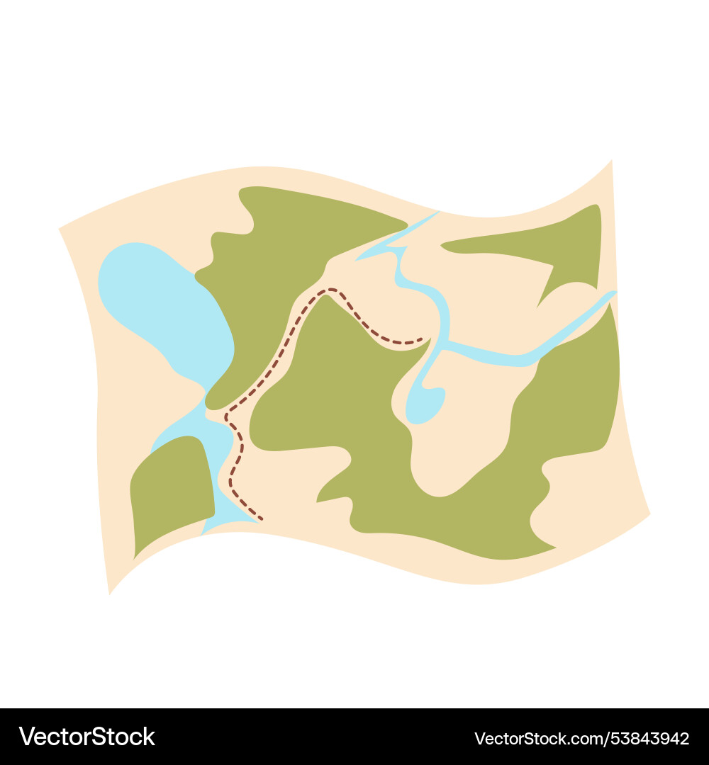Hiking map in flat design cartography navigation Vector Image