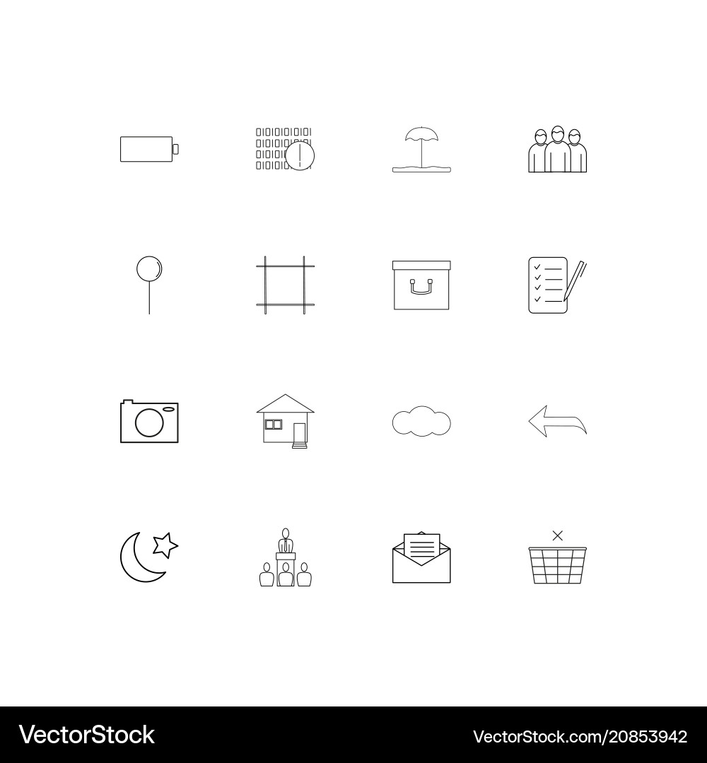 Interface linear thin icons set outlined simple vector image