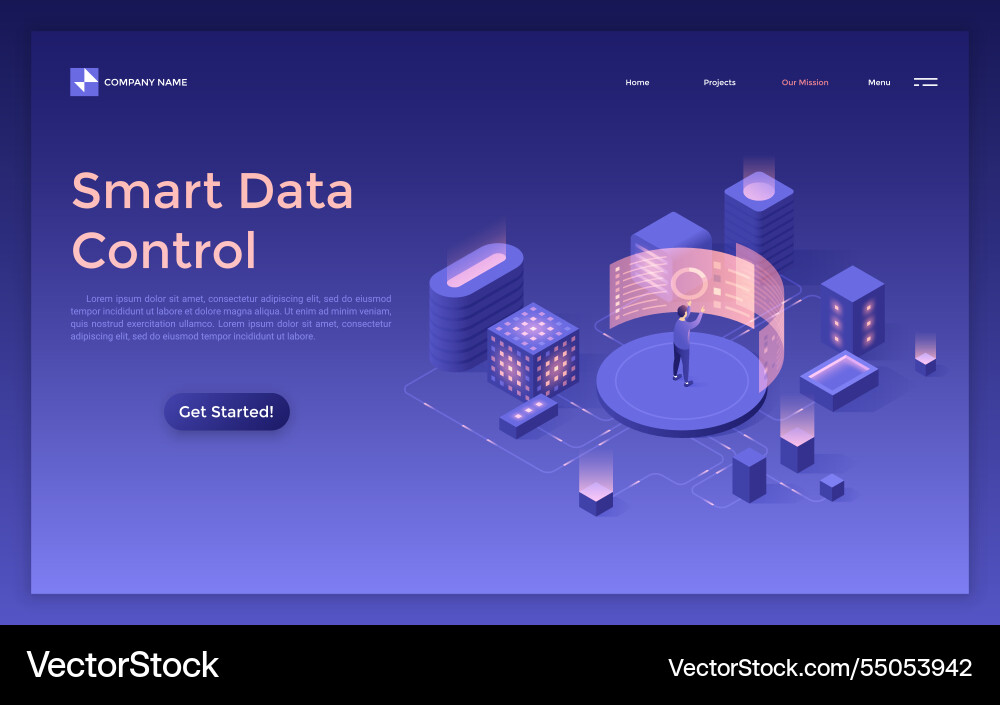 Isometric business landing page template Isometric business landing page template vector image