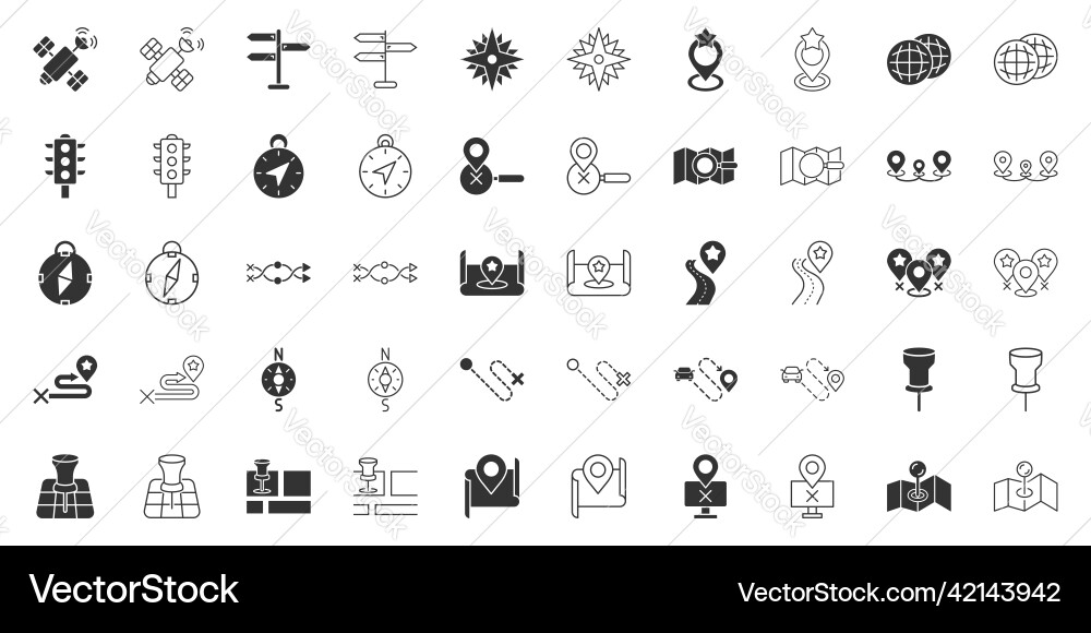 Navigation icon set in flat style gps direction Navigation icon set in flat style gps direction vector image