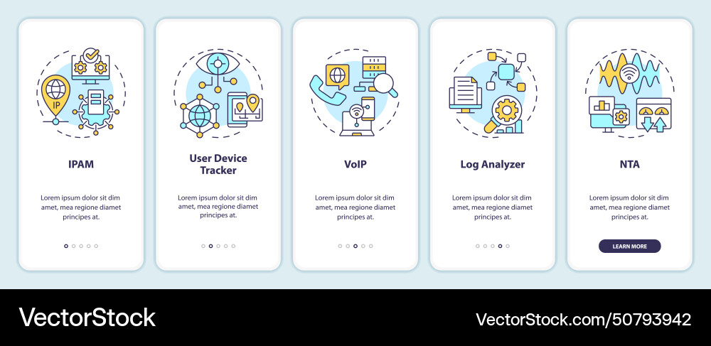 Network management software onboarding mobile app Network management software onboarding mobile app vector image