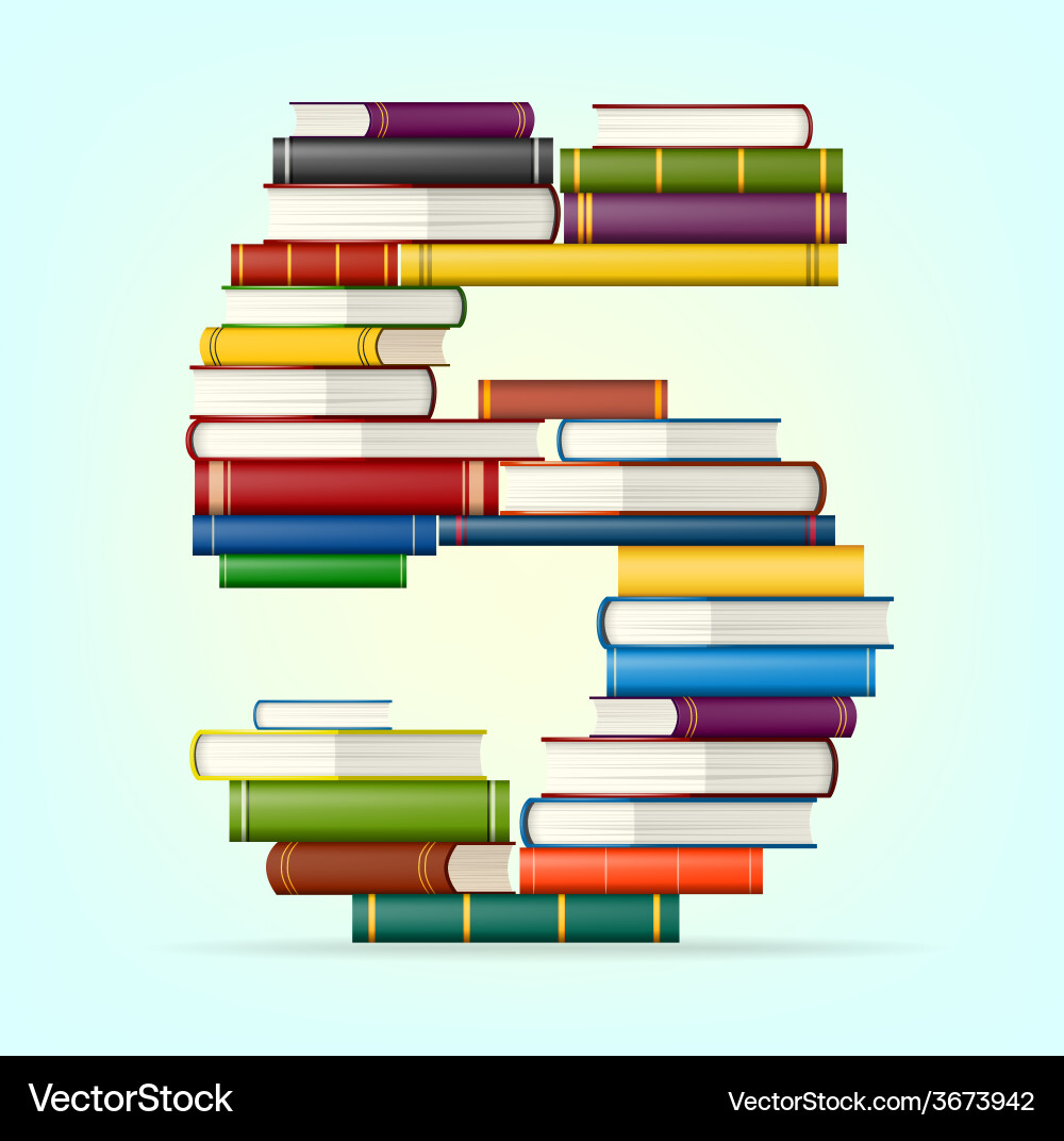 Numbers from stacks of multi colored books Vector Image