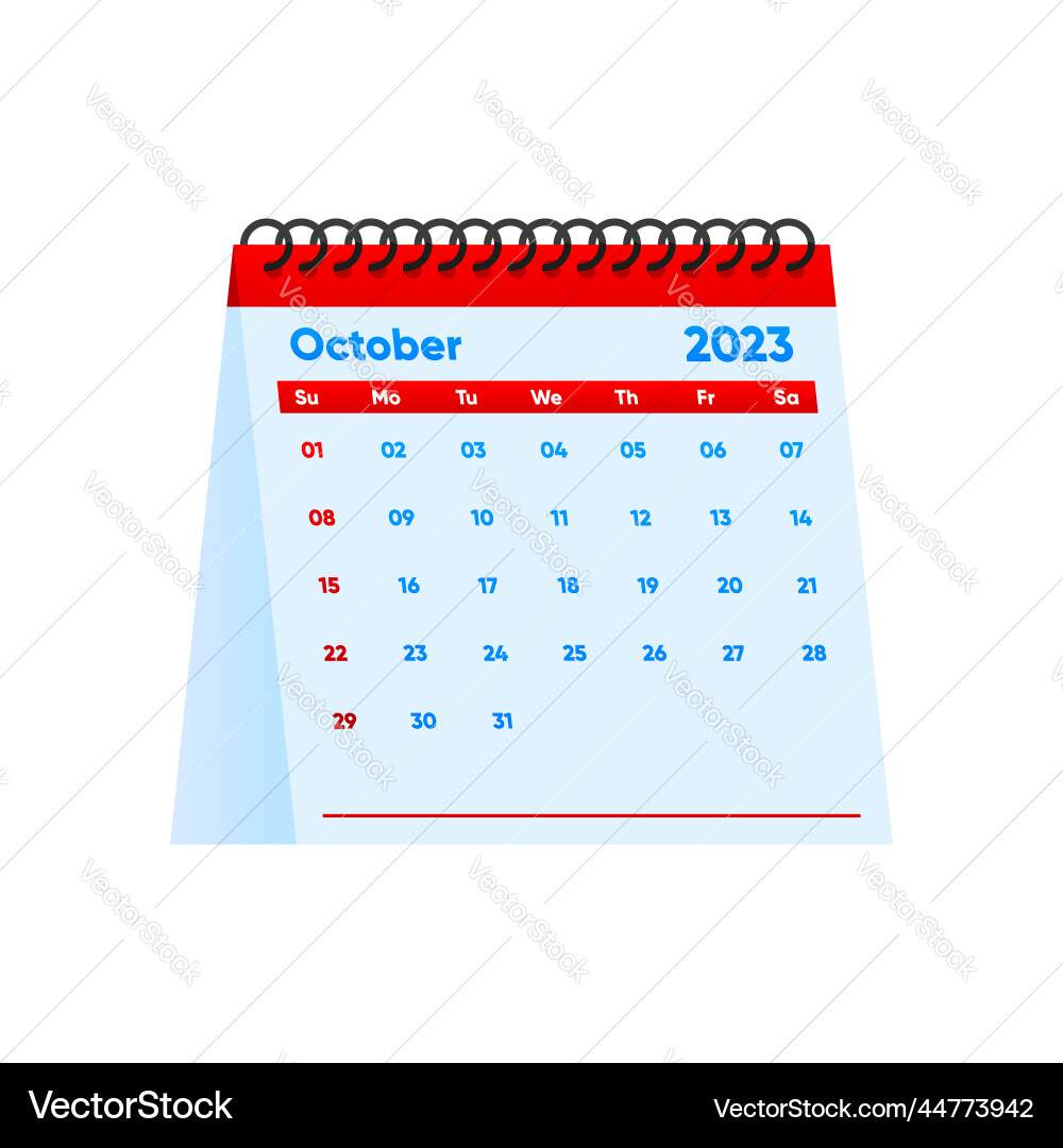 October calendar 2023 year simple minimal design Vector Image