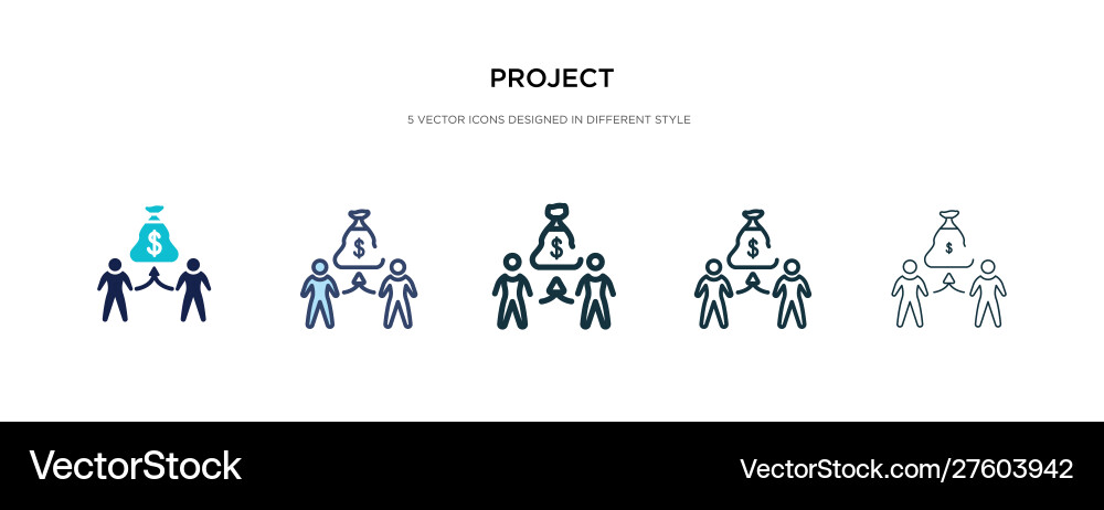Project icon in different style two colored Project icon in different style two colored vector image