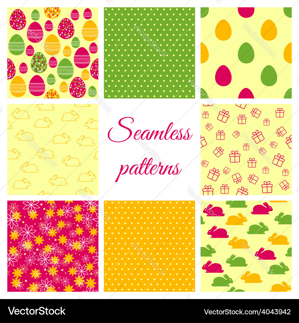 Set of seamless patterns for easter design vector image