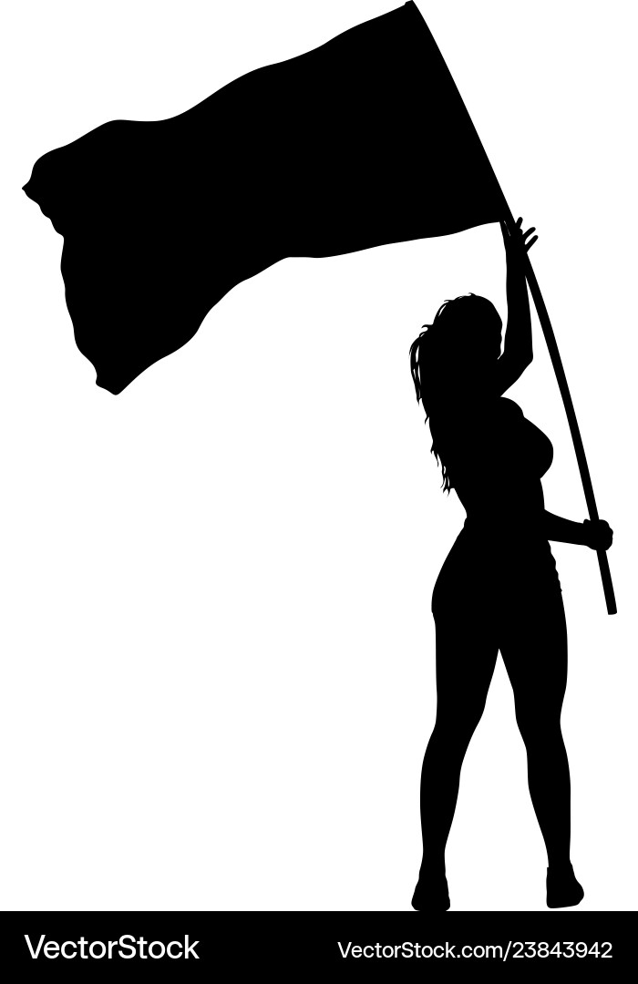 Woman with Flag Silhouette Vector Image