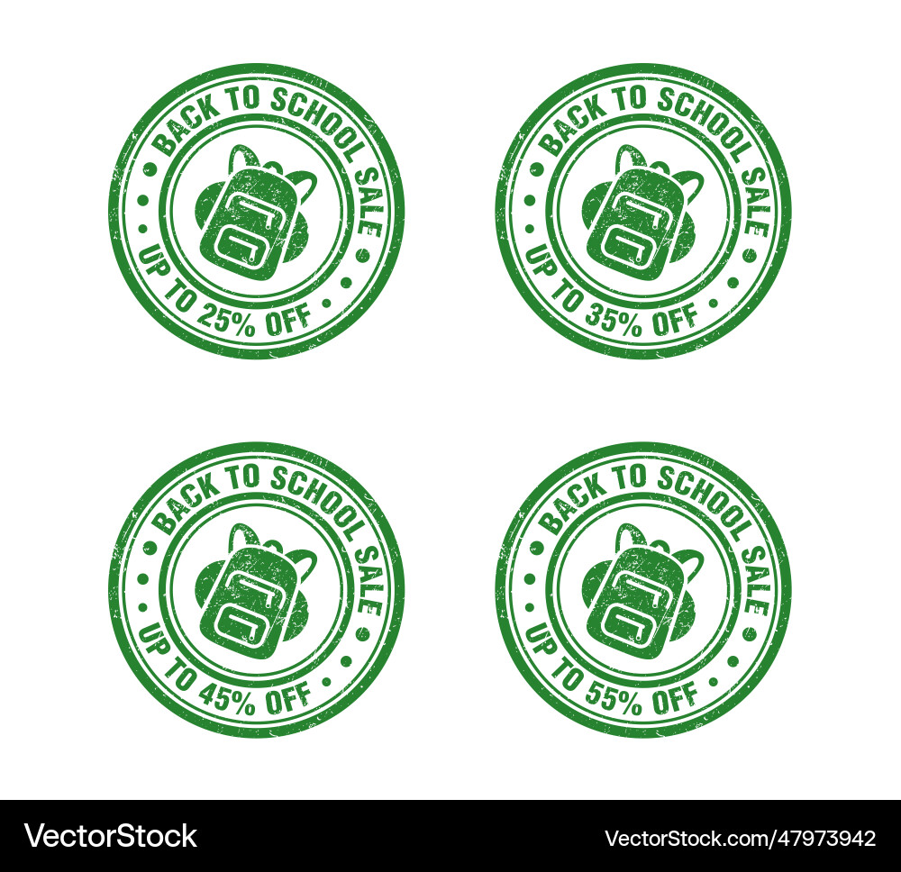 Zurück zur Schule Verkauf Green Grunge Stempel 25 35 45 55 Zurück zur Schule Verkauf Green Grunge Stempel 25 35 45 55 vektorbild