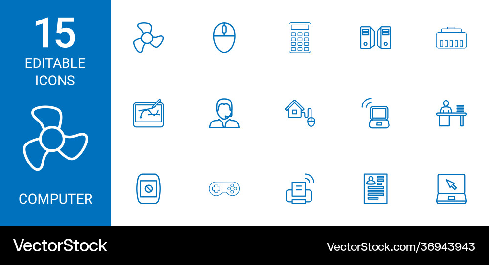 15 computer icons vector image