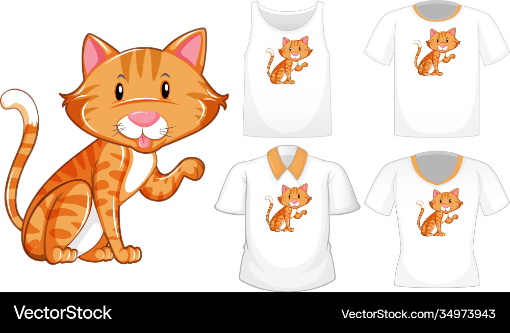 Cat cartoon character with set different Cat cartoon character with set different vector image