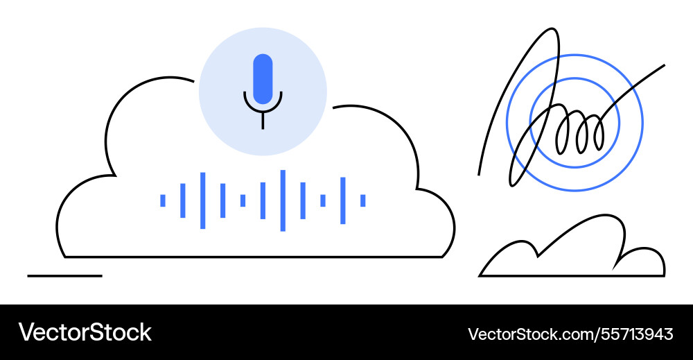 Cloud storage interaction with voice recognition vector image