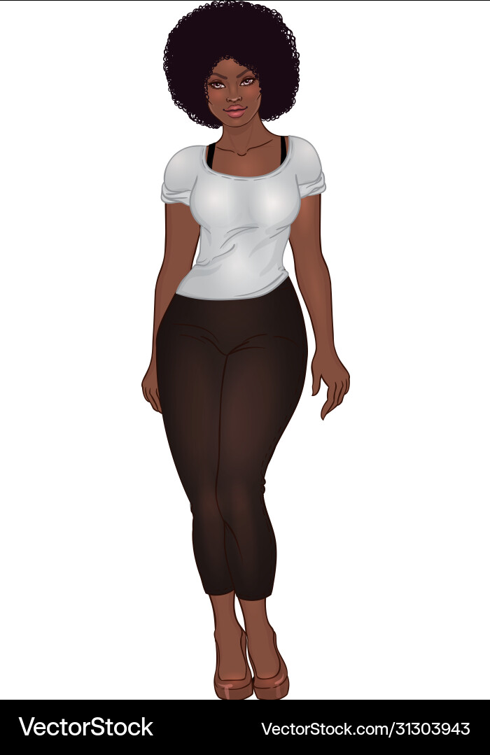 Curvy african american mädchen im casual wear Curvy african american mädchen im casual wear vektorbild