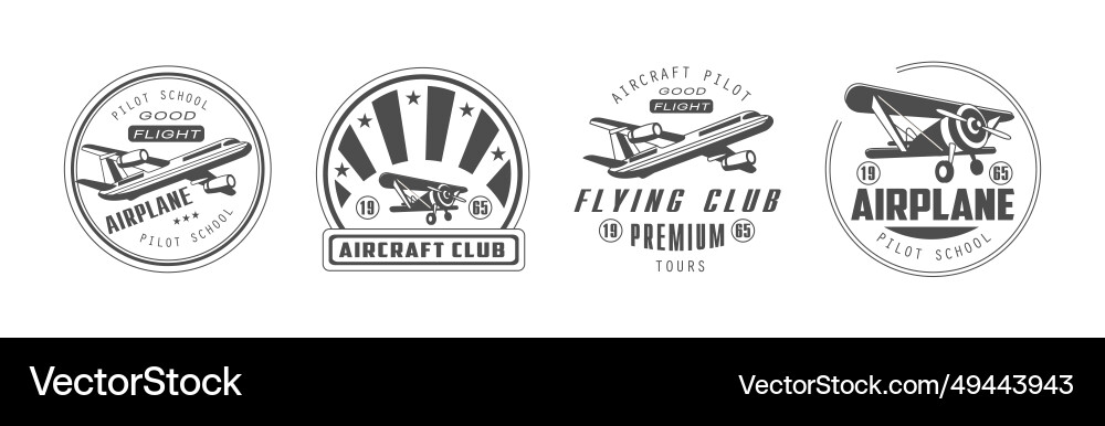 Flugzeug fliegende Club-Label und Emblem-Set Flugzeug fliegende Club-Label und Emblem-Set vektorbild