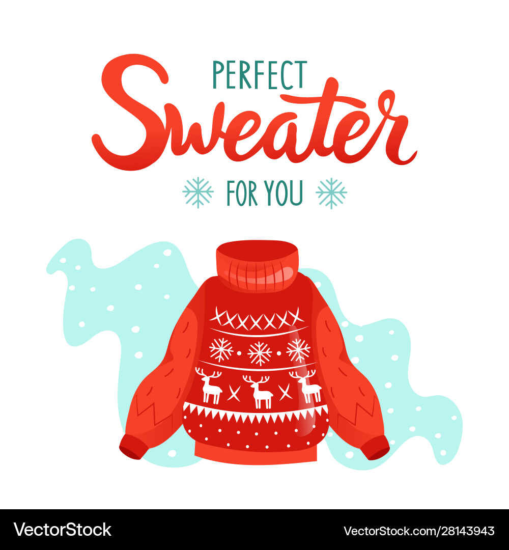 Gemütlicher Pullover mit Weihnachtswild und Schneeflocken Gemütlicher Pullover mit Weihnachtswild und Schneeflocken vektorbild